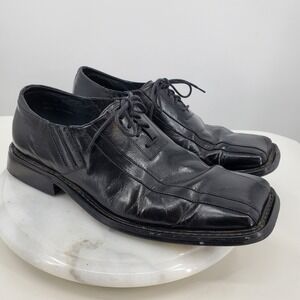 Giorgio V Mens Y2K Black Leather Square Toe Oxford Dress Shoes Size 10 Academia